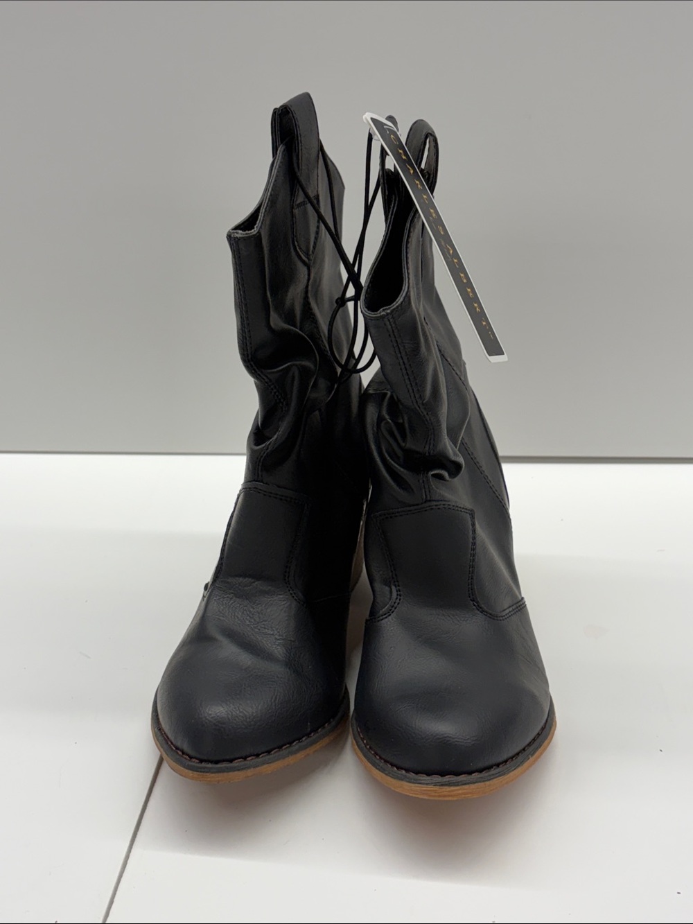 NEW Charles Albert Women’s Black Leather Heeled Ankle Boots Size 7